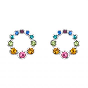 Indulgence Earrings Multi Heart Rhodium Crystal