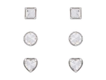 Indulgence Earrings Rhodium CZ Trio