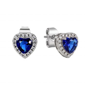 Tipperary Crystal Earrings Sapphire Silver Heart