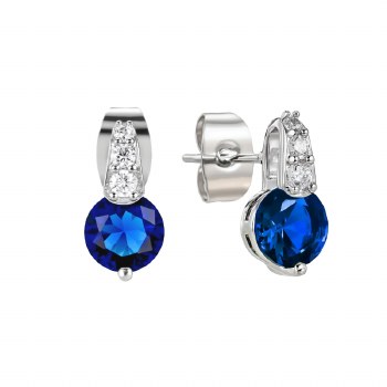 Tipperary Crystal Earrings Sapphire Silver Round