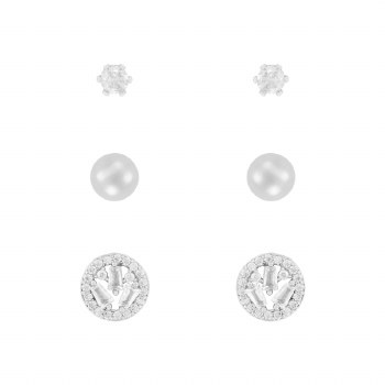 Indulgence Earrings Silver Trio Stud/Ball/Circle