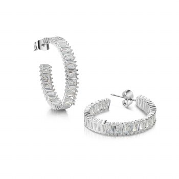 Newbridge Silverware Earrings Silver Baguette