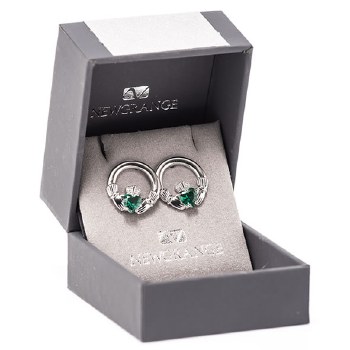 Newgrange Living Earrings Silver Cladagh Green