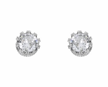 Indulgence Earrings Silver Crown CZ Stone