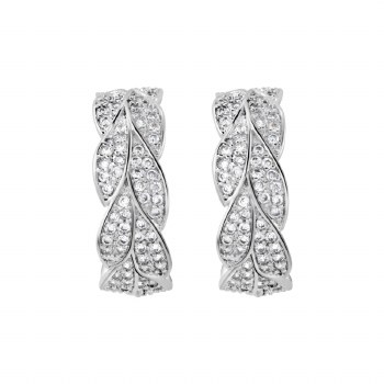Newbridge Silverware Earrings Silver Demi Hoop Leaf