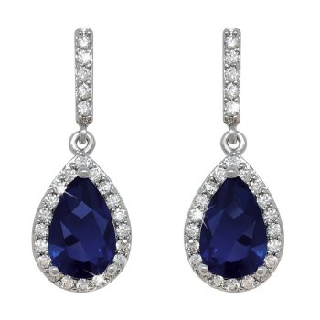 Tipperary Crystal Earrings Silver Pear Blue