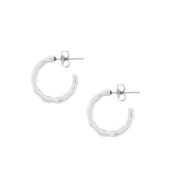 Earrings Small Hoop Bamboo Silver