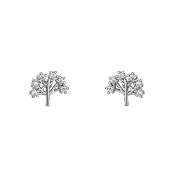 Indulgence Earrings Rhodium Tree of Life Crystal