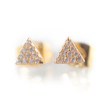 Newbridge Silverware Earrings Triangular Gold w/CZ