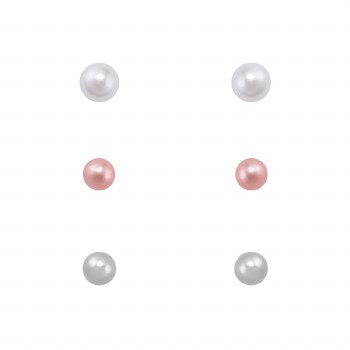 Indulgence Earrings Trio Rhodium Pearl Pink
