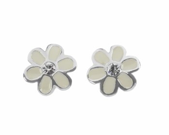 Indulgence Earrings Flower Silver/Crystal/White