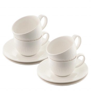 Belleek Erne Teacup &amp; Saucer Set of 4