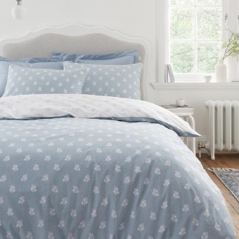 Esme Floral White &amp; Blue Single Duvet
