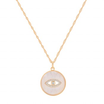 Tipperary Crystal Evil Eye -Pendant  MOP Gold