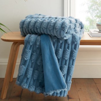 Faux Fur Blue Throw 150 x200cm