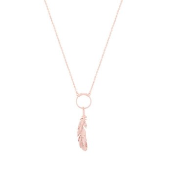 Tipperary Crystal  Feather &amp; Circle Pendant Rose Gold
