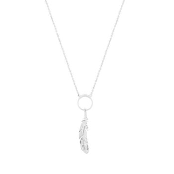 Tipperary Crystal  Feather &amp; Circle Pendant Silver