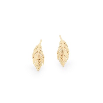 Tipperary Crystal  Feather Earring Mini Stud Gold