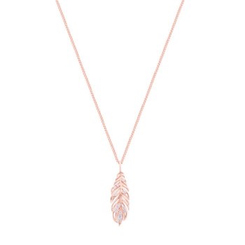 Tipperary Crystal  Feather Pendant Clear CZ Rose Gold