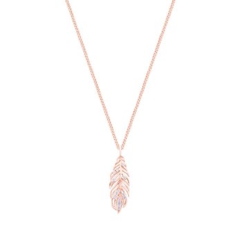 Tipperary Crystal  Feather Pendant Rose Gold Clear CZ