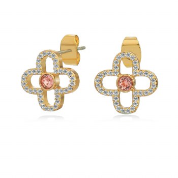 Tipperary Crystal Fleur Earrings Pink Gold