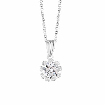 Newbridge Silverware Flower Pendant Clear Stone