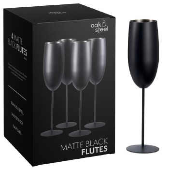 Oak &amp; Steel Flutes Black Matt Set of 4