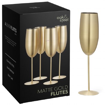 Oak &amp; Steel Flutes Gold Matt Set of 4