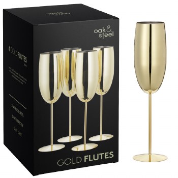 Oak &amp; Steel Flutes Gold Set of 4