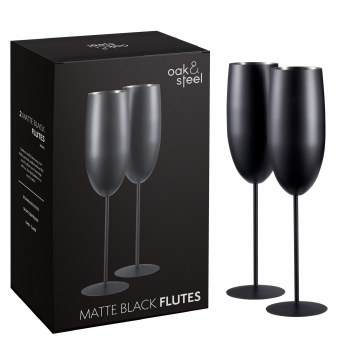 Oak &amp; Steel Flutes Matte Black Set of 2