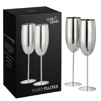 Oak &amp; Steel Flutes Silver Set of 2