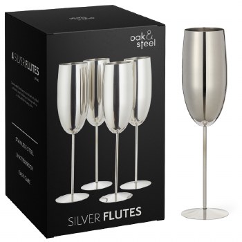 Oak &amp; Steel Flutes Silver Set of 4