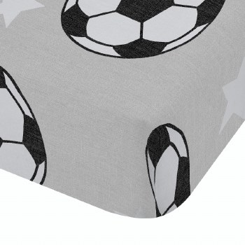 Football Double Fitted Sheet Stars Grey