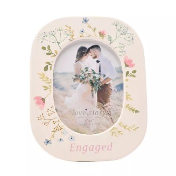 Love Story Frame Ceramic Floral 4*6" Engaged