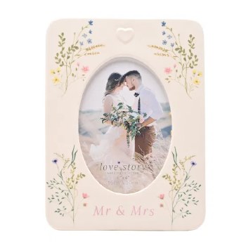 Love Story Frame Ceramic Floral 4*6" Mr &amp; Mrs