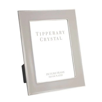 Tipperary Crystal Frame Grey Enamel with Silver Edge 5*7"