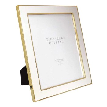 Tipperary Crystal Frame White Enamel with Gold Edge 8*10"