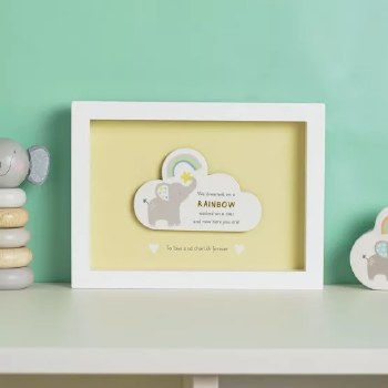 Hello Baby Framed Cloud Plaque - Rainbow