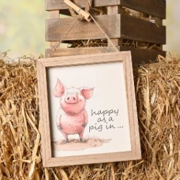 Funny Farm Plaque "Happy Pig"