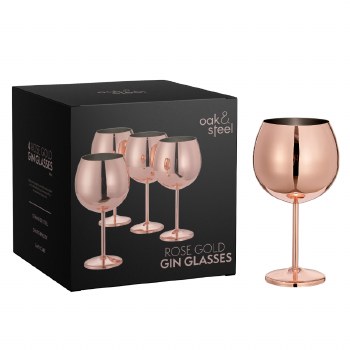 Oak &amp; Steel Gin Rose Gold Set of 4