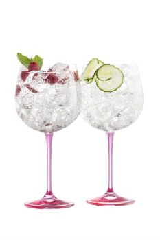 Galway Crystal Gin &amp; Tonic Glasses Pair Pink