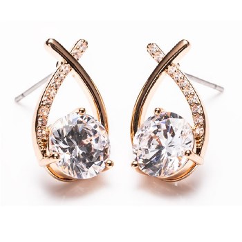 Newgrange Living Jewellery Gold Cross Diamond Earrings