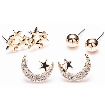Newgrange Living Jewellery Gold Sun / Moon / Star Earrings Set of 3