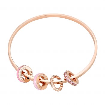 Tipperary Crystal Halo Bangle Rose Gold &amp; Pink