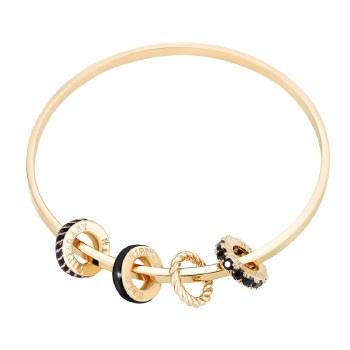 Tipperary Crystal Halo Eclipse Bangle Gold and Black