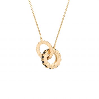 Tipperary Crystal Halo Eclipse Pendant Gold and Black