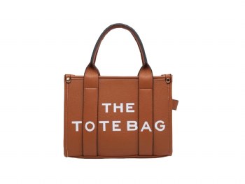 Tote Handbag Large Bag Tan with White Writing