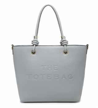 Tote Handbag Embossed Large Grey