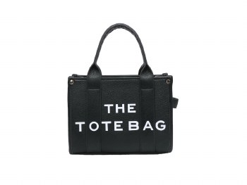 Tote Handbag Medium Bag Black with White Writing