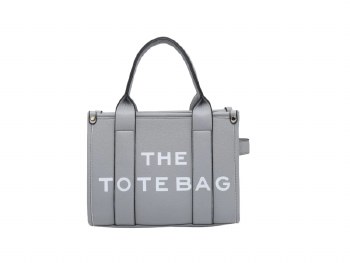 Tote Handbag Small Bag Grey with White Writing